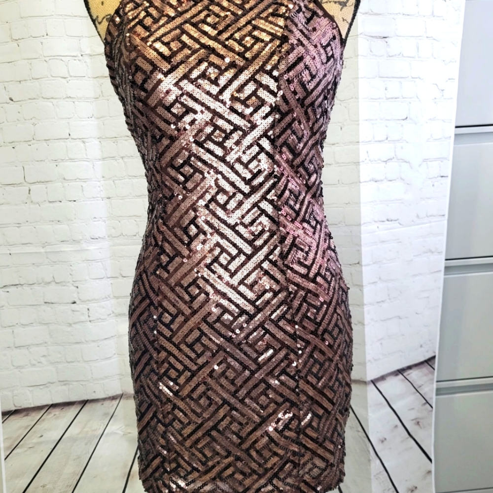 Marineblu Brown Sequins Dress